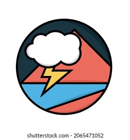 Thunder,Cloud,Mountain,and Sea flat illustration vector for t-shirt design