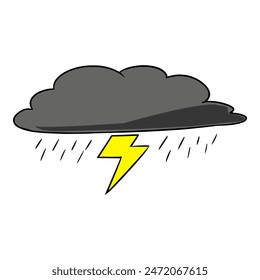 thunderclouds icon illustration hand drawn isoalted vector