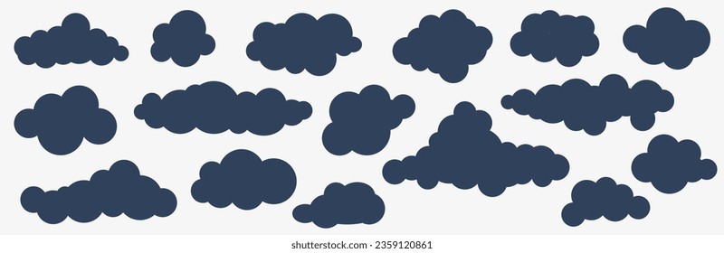 Thunderclouds set. There are clouds in the sky. Autumn dark clouds. Vector illustration. EPS 10.
