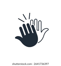 Thunderous applause, ovations. Human clapping hands with clap sound.Vector linear icon illustration isolated on white background.
