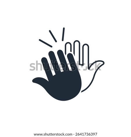 Thunderous applause, ovations. Human clapping hands with clap sound.Vector linear icon illustration isolated on white background.