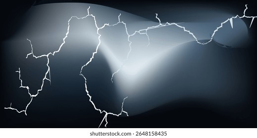 Céu escuro estrondoso com nuvens negras e raios intermitentes. Vista panorâmica. Conceito sobre o tema do tempo, desastres naturais, tempestades, tufões, tornados, trovoadas, relâmpagos, relâmpagos.