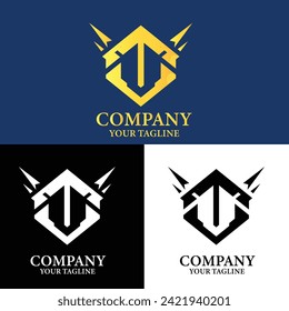 Thunderous logo design with lightning bolt on blue backdrop