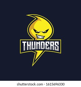 Thunders E Sport logo. Thunder vector logo E Sport.