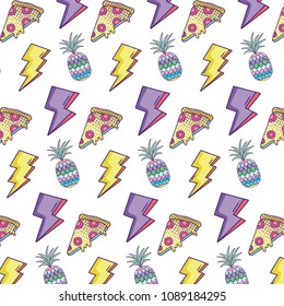 thunders with pineapple and pizza food background