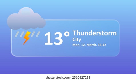 Thunderstorm 13 Degrees Celsius Pronóstico del Clima, fecha, ubicación de la ciudad. Nublado, rayo, lluvia, aguacero, nublado, frío, velocidad del viento, aire, precipitación, temperatura, atmósfera, índice UV. Morfismo vítreo