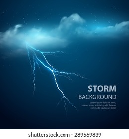 Thunderstorm Background With Cloud and Lightning, Vector Illustration. EPS 10