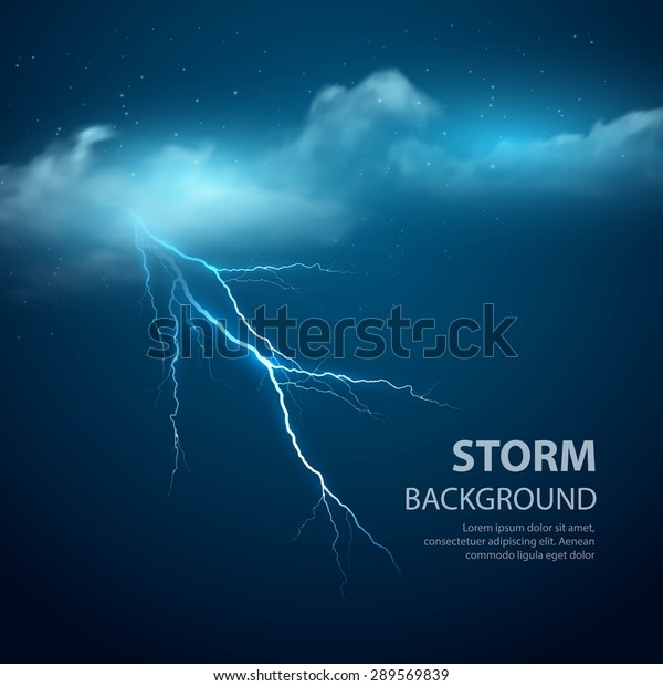 Gewitter Hintergrund Mit Wolke Und Blitz Vektorgrafik Stock Vektorgrafik Lizenzfrei
