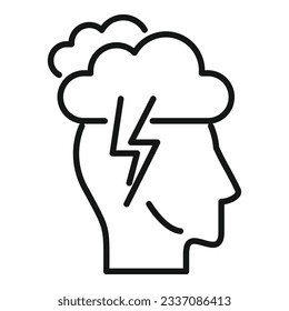 Thunderstorm brain icon outline vector. Drug illness. Pill treatment