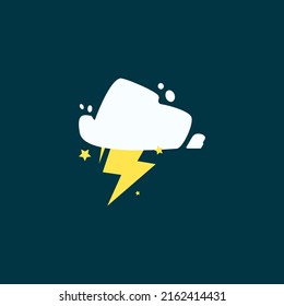Thunderstorm Cartoon Weather Icon. Flat Design Showing Thunder Coming From The Clouds. Isolated Objects. Asset for Animation, Web Design, Mobile Apps And More.