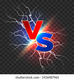 Thunderstorm choice background. Game battle realistic lightnings vs poster backdrop, versus challenge thanderstom explosion concept