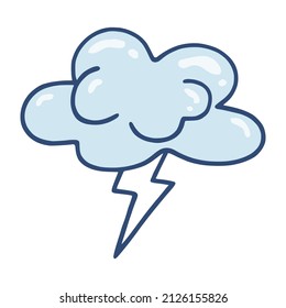Thunderstorm Cloud Doodle Hand Drawn Drawing Vector Illustration Icon