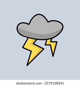 Thunderstorm cloud element or logo. cartoon style vector illustration.