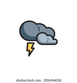 Thunderstorm cloud filled outline icon, storm weather line vector sign, linear colorful pictogram isolated on white. Symbol, logo illustration. Vector graphics