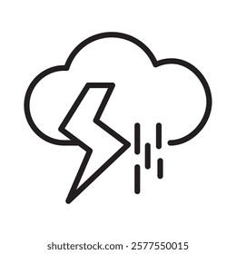 A thunderstorm cloud icon with raindrops and a lightning bolt