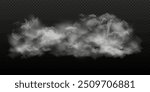 Thunderstorm cloud on isolated transparent background. Smoke or fog vector design