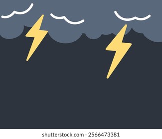 Thunderstorm cloud sky. Natural, weather, climate, thunder concepts. Flat decorative design isolated illustration.