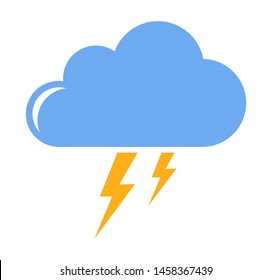 Thunderstorm cloud with thunder flat design weather icon