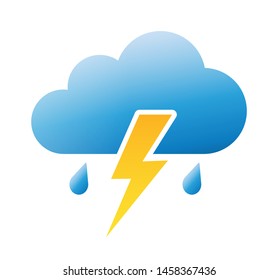 Thunderstorm cloud with thunder and rain colorful weather icon