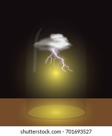 A thunderstorm cloud under a glass dome