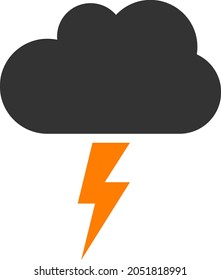 Thunderstorm cloud vector illustration. Flat illustration iconic design of thunderstorm cloud, isolated on a white background.