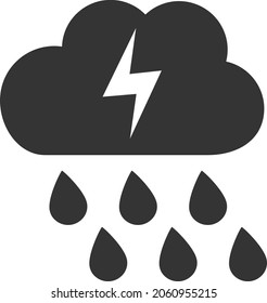 Ilustración vectorial de la nube de tormenta. Un diseño de ilustración plana del icono de la nube de tormenta en un fondo blanco.