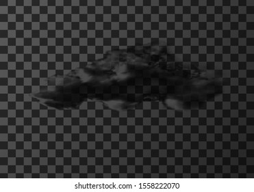 Thunderstorm cloud weather meteo icon realistic vector illustration. Realistic element for weather forecast, black storm cloud isolated on transparent background