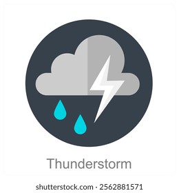 Thunderstorm and cyclone icon concept