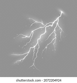 Thunderstorm the effect of light and shine. Discharge electric current. Charge current. Natural phenomena.