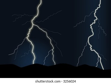 thunderstorm with flash lightning