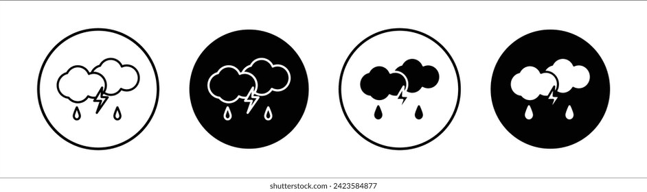 Thunderstorm flat line icon set. Thunderstorm Thin line illustration vector