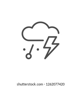 Thunderstorm and hail line icon