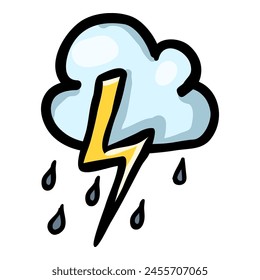 Thunderstorm Hand Drawn Doodle Icon