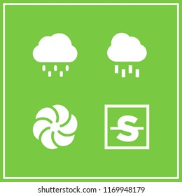 thunderstorm icon. 4 thunderstorm vector set. vortex, rain, strike and raining icons for web and design about thunderstorm theme