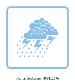 Thunderstorm icon. Blue frame design. Vector illustration.