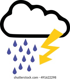 Thunderstorm icon - bolt, rain and cloud