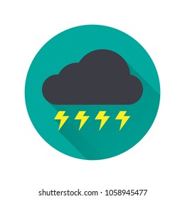 Thunderstorm icon. Cloudy with thunderstorm icon. Lightning icon. Weather forecast icon. Vector illustration