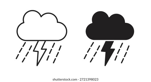 Conjunto de conceitos de ícone do Thunderstorm. Coleção de ícones simples