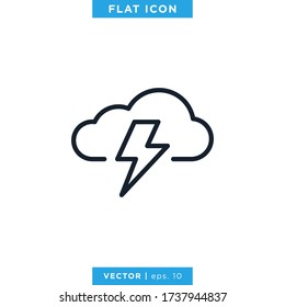 Thunderstorm Icon Design Template. Weather Sign and Symbol. Editable Stroke