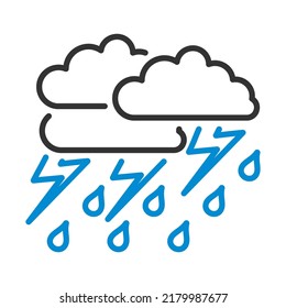 Thunderstorm Icon. Editable Bold Outline With Color Fill Design. Vector Illustration.