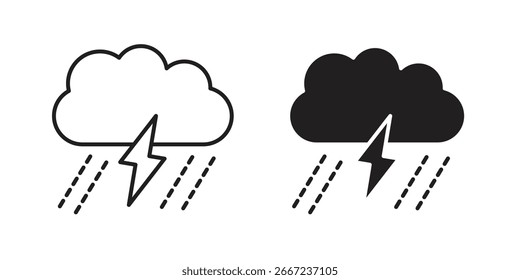 Elementos de ícone do Thunderstorm. ícones de gráficos de doodle.