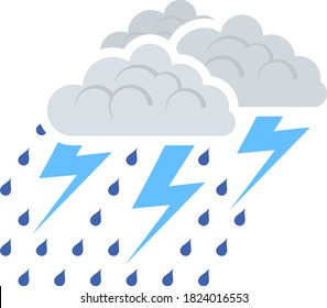 Thunderstorm-Symbol. Flaches Farbdesign. Vektorgrafik.