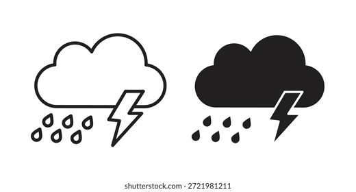 Icono de tormenta plana icono simple. Versión Liner - Vector de stock.