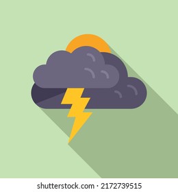 Thunderstorm icon flat vector. Cloudy weather. Rain forecast