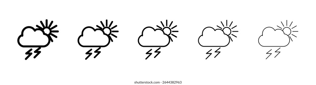 Thunderstorm icon gráfico definido. estilo de linha de traçado moderno