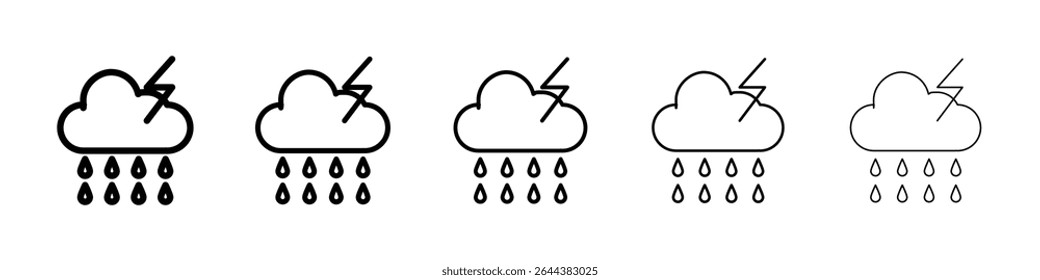 Thunderstorm icon gráfico definido. estilo de linha de traçado moderno