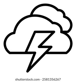 Thunderstorm icon illustration in line style. Perfect for website mobile app presentation. Suitable for any user interface and user experience