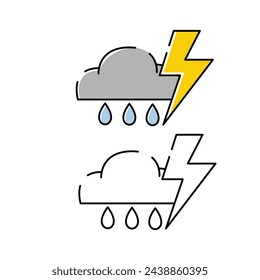 thunderstorm icon illustration. white background. weather vector icon.