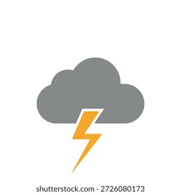 Ícone de tempestade com raio sob nuvem cinza