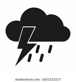 Thunderstorm icon with lightning and rain symbol